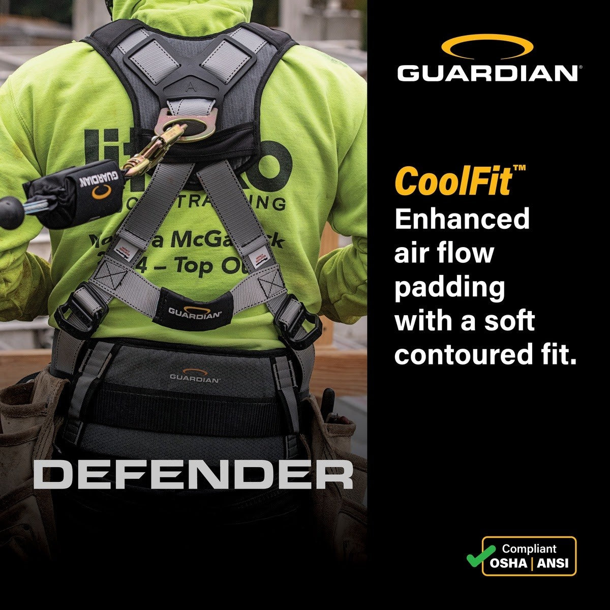 Guardian 3737004 Defender Standard Full Body Harness XS-S Pass Through Chest Tongue Buckle Legs (1 Each) - 3