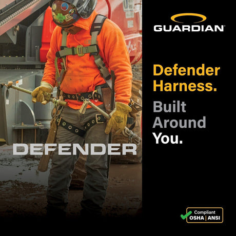 Guardian 3737024 Defender Construction Full Body Harness XS-S Pass-Through Chest Tongue Buckle Legs - 5