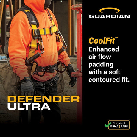 Guardian 3737112 Defender Ultra Positioning Harness XS-S Pass-Through Chest Tongue Buckle Legs - 5