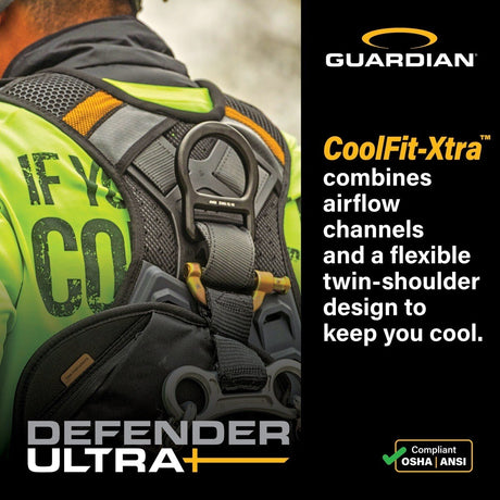 Guardian 3737368 Defender Ultra+ Full Body Construction Harness XS-S Quick-Connect Chest Tongue Buckle Legs - 4
